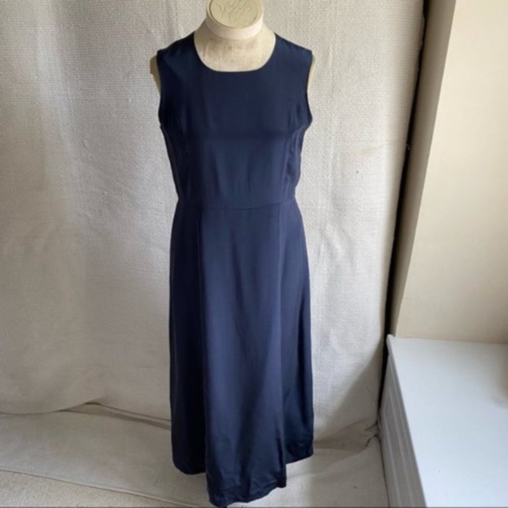 Vintage 100% Silk 14 Simple Maxi Long Dress Black - Picture 4 of 7